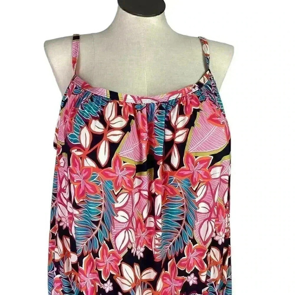 Swimsuits For All Women 24 Floral Scoop Neck Blouson Tankini Swim Top Multicolor - Picture 2 of 12